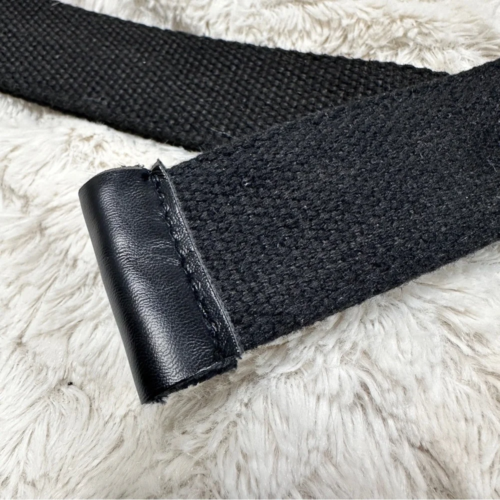 Men's Black Canvas Belt -HIDDEN ZIPPER STORAGE- Black Buckle, Adjustable, 1.5